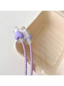 5件套20W充电器保护套（欧版），保护您的 13 Pro Max数据线，柔软心形充电器保护套，兼容 11、12、13、14、15、16 Pro Max数据线，充电器保护套 - 彩色 - 查看 8