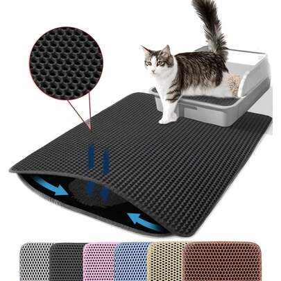 1 pieza Alfombra para arena de gato de doble capa, impermeable y antiorina. El diseño de panal de doble capa ayuda a recoger la arena. Adecuado para varios tipos de arena para gatos, cajas de arena, cajas de arena con capucha y cajas de arena autolimpiantes. Almohadilla impermeable/a prueba de orina: la capa inferior es impermeable, antideslizante y fácil de mover.