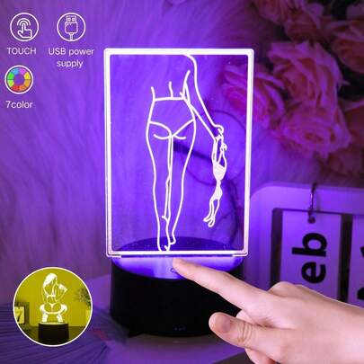 Đèn ngủ hình cô gái gợi cảm, sử dụng nguồn USB ổn định, điều khiển cảm ứng. 7 màu nhấp nháy, thích hợp cho phòng khách, phòng ngủ, phòng học và các không gian khác. Thiết kế tinh tế với ánh sáng nhiều màu sắc để trang trí không gian nhà.
