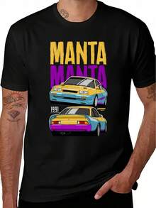 Camiseta gráfica vintage Manta Manta 1991 (para hombre) - Presenta un diseño retro de carreras en amarillo y morado, cuello redondo de manga corta informal, adecuada para todas las estaciones, camiseta clásica, ropa cómoda, camiseta con gráficos llamativos, regalo ideal, camiseta coleccionable. - Negro - Ver 7