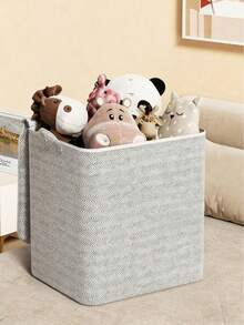 1 pieza Bolsa de almacenamiento con cremallera de gran capacidad, organizador de ropa y edredones con textura ondulada gris y asas reforzadas, contenedor plegable para organización de armarios para dormitorio y mudanzas - Blanco roto - Ver 2