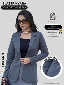 Women's Blazer Max Long Coat Formal Suit Tailoring Elegant Formal Overcoat - 灰色 - 查看 3