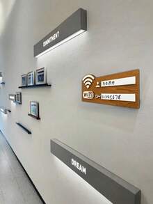 1个2D WIFI网络标志无线路由器密码牌，人造/棕色复古风格牌匾，家居/办公室/咖啡厅装饰，乔迁或母亲节礼物，密码提醒，简约风格，木质材质，生日礼物，家居装饰 - 彩色 - 查看 6