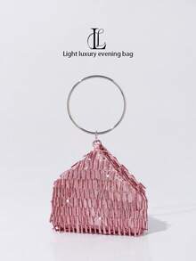 Elegant Luxury Sparkling Sequin Evening Clutch Bag, Glamorous And Sophisticated Fashion Handbag, Designed For Women, Girls, Brides, Perfect For Parties, Galas, Weddings, Christmas, Valentines Day Gifts, Sequin Dress Accessory - Pink - View 7