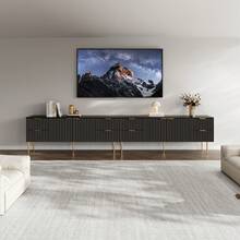 SICOTAS TV Stand For 55/60/65/70 Inch TV - 62 Inch TV Stands For Living Room Entertainment Center With 4 Drawers, Fluted Modern TV Media Console Television Cabinet For Bedroom - màu đen - Xem 2