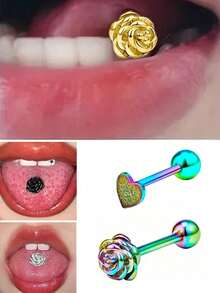 New Fashion Body Piercing Jewelry Wholesale, Hypoallergenic Fashion Jewelry - Hollow Ball, Hammer Design Stainless Steel Tongue Ring And Piercing - Tongue Piercing - View 3