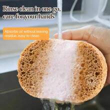 1/2/3片装全新加厚木浆海绵，天然吸水木浆棉洗碗压缩海绵刷 - 3pcs隨機圖案 - 查看 5