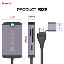 Lector de tarjetas 6 en 1 Kodak USB3.0 y adaptador de tarjeta universal Tipo C, adaptador multifuncional para tarjeta SD y tarjeta Micro SD - Ver 3