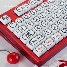 Cute Red & Black Theme Keycaps, MOA Profile, PBT Material, Dye-Sublimation, Compatible With 60-108 Keys Mechanical Keyboards - View 1