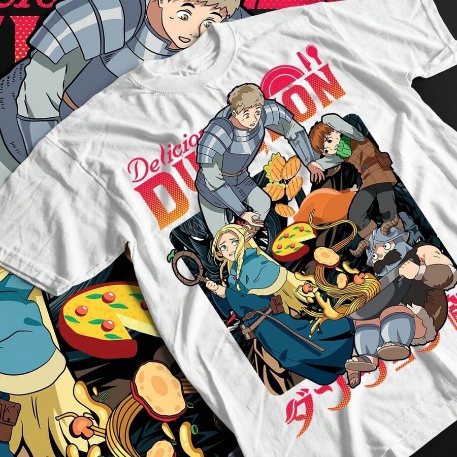 Anime Vintage Laios Touden Dungeon Meshi Unisex Tee, Special Shirt For Fans, - Black - View 1