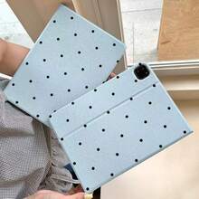 Cute Blue Polka Dot Book-Shaped Protective Case Suitable Compatible With Apple 11th Gen, Pro 2025 New Model, 10th Gen, Air 7/6, 11 Inch, Fashionable For Women And Men - Blue - View 2