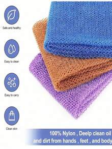 1 pièce Ensemble de serviette de douche longue en maille africaine, double face pour un gommage en douceur ou en profondeur, efficace pour le gommage du corps, matériau en maille de haute qualité, design pratique avec sangle, serviette de douche loofah, éponge de corps, nourrissant pour la peau, convient pour un usage quotidien - Plusieurs styles - Voir 5