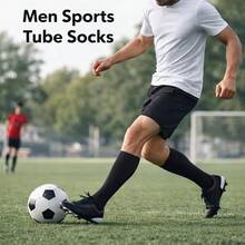 6 Pairs Men's Multi Tube Socks Over The Calf Sports Cotton Socks Big & Tall - 彩色 - 查看 2