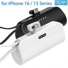 YLYP 2pcs (5000mAh+5000mAh) Mini Portable Charger, Suitable For IPhone, 5000mAh Super Compact Travel Power Bank, Plug-In Battery Pack Travel Wireless Phone Charger, Compatible With IPhone 16/15, Type-C Interface Android Galaxy Phones - Recolor - View 14
