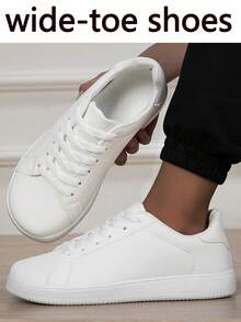 Giày nam mũi rộng mới năm 2026, giày thể thao mũi rộng nam, giày nam casual thời trang và lịch lãm, giày nam buộc dây, giày trượt ván, giày ván trượt nam, giày đường phố nam cá tính. - trắng - Xem 3