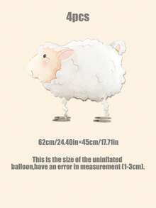 2/4个行走动物造型气球，可爱绵羊铝箔气球，适合生日派对、动物主题派对、宰牲节装饰 - 彩色 - 查看 7