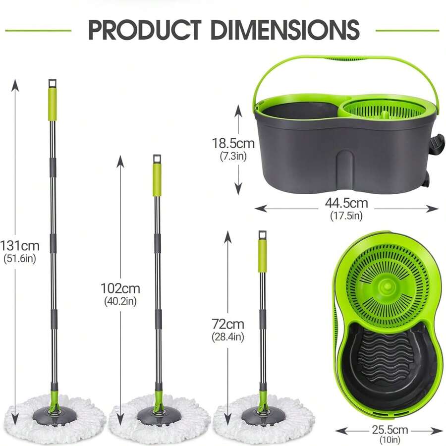 Spin Mop Bucket System Pedal Spin Mop And Bucket With Wringer Set,EasyWring Microfiber Mop With 3 Mop Pads,360°Spinning Floor Cleaning System - Home & Office Suitable - A - 查看 1