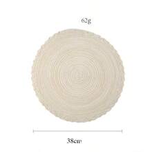 Nordic Ins Style Woven Placemat, Heat Resistant Silica Gel Waterproof Anti-Slip Quick Drying Tabletop Mat - Beige - View 7