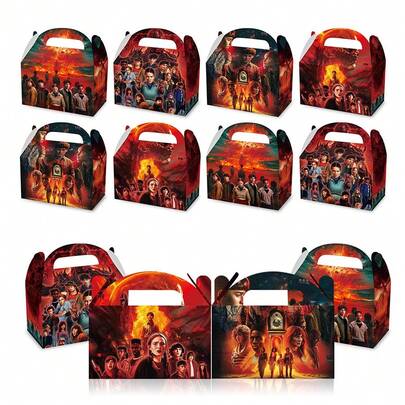 1 bộ/12 hộp quà tặng tiệc, hộp đựng kẹo, hộp giấy cầm tay, trang trí chủ đề tiệc sinh nhật lễ hội hoàn hảo.