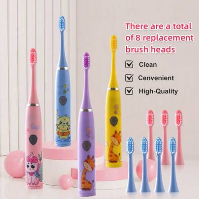 Electric Toothbrush, Multiple Colors Available, Includes 8 Brush Heads, No Charging Required, Soft Bristles For Deep Cleaning, Portable For Travel, An Excellent Gift For Family, Friends, And Partners!