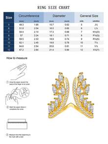 Charm-In Marquise CZ Open Wrap 18K Gold Plated Copper Ring | Adjustable Leafy Design For Women | Statement Jewelry For Everyday & Gift - Gold - View 3
