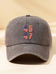 1pc Unisex Adjustable Vintage Washed Baseball Cap, Casual Outdoor Hat With US Flag Print, Suitable For Spring, Summer, Camping, Fishing, Daily Matching,Beach,Vacation - B - View 4