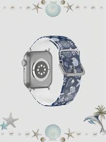 1 chiếc dây đeo đồng hồ thay thế mềm mại, co giãn, thoáng khí, họa tiết vỏ sò màu xanh dương, phù hợp với đồng hồ thông minh , Honor, kích thước 38mm 40mm 41mm 42mm 46mm 45mm 44mm 49mm, quà tặng kỳ nghỉ biển, dây đeo đồng hồ silicon họa tiết vỏ sò hàng ngày, tương thích với Apple Watch Ultra SE/11/10/9/8/7/6/5/4/3/2/1 - Nhiều màu - Xem 2