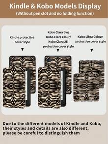Kingsung Zebra Print Tablet Protective Case, Suitable For IPad 9.7/10.2/10.5/10.9/12.9/Pro 11, 10th Gen, Galaxy Tab S6 Lite 10.4", Kindle Paperwhite 12th Gen 2024, Kindle 11th Gen 2022, Kobo Clara Color, Soft Shock-Proof Protection, Smart Stand/Auto Wake/Sleep Function - Multicolor - View 11