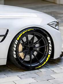 4片/8片装小猪赛车轮胎字母贴纸，增强轮胎柔韧性，几何橡胶汽车轮胎字母贴纸，白色“SPEED”字母搭配红色条纹，DIY SPEED汽车轮胎贴纸，PE材质PVC橡胶贴花，适用于摩托车和汽车轮毂装饰，SPEED字母搭配条纹，多种颜色可选，4片装适用于2个轮胎/8片装适用于4个轮胎，适用于所有车型 - 完美定制您的轮毂（不含胶水） - 多色 - 查看 18