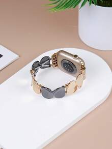 1条全新优雅闪亮金属表带，兼容 38mm、40mm、41mm、42mm、44mm、45mm、46mm、49mm，男女皆宜的时尚表带，适用于Series Ultra S10/S11/9/8/7/6/5/4/3/2/1智能手表（不含手表），是情人节、生日、感恩节、圣诞节送给女友、朋友和家人的理想礼物。 - 金+黑 - 查看 8