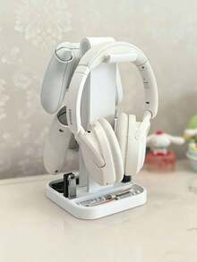 1 pieza Soporte de controlador de juego de doble capa, base de exhibición 2 en 1, almacenamiento de escritorio, decoración de sala de juegos en el hogar, adecuado para varios controladores de juego, gancho para auriculares, gran regalo para amigos gamers - Multicolor - Ver 6