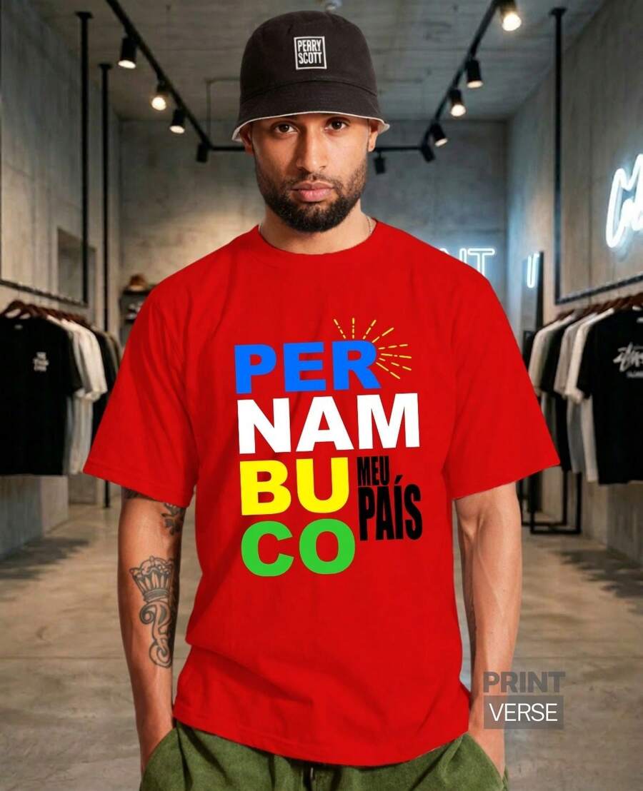 T-Shirt Pernambuco My Country Casual Style Northeastern Pride Timeless Essential - Red - View 1