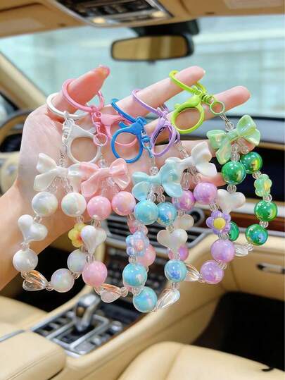 1个优雅蝴蝶结钥匙扣，手机挂饰，时尚包包装饰，送给朋友和同事的礼物，简约奢华汽车配件，适合情人节、母亲节、儿童节