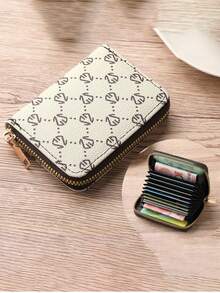 Zipper Credit Card Holder, Women's Printed Zipper Wallet/Card Case, Lightweight & Fashionable, Elegant Short Wallet, Portable Multi-Card Wallet, High-Quality Leather Dual Zipper Design, Easy To Carry, Large Capacity, RFID Blocking, Can Hold Credit Cards, ID Cards, Coins, Pocket Size, Perfect Gift For Family, Friends, Women, Girls And Students - Multicolor - View 4