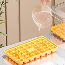 1 Bộ khay làm đá tự chế kèm nắp và muỗng, khuôn làm đá tái sử dụng, thiết kế một lớp/hai lớp với 34/68 ô, chất liệu nhựa, cần thiết cho đồ uống mùa hè, khuôn làm đá gia dụng. - Nhiều màu - Xem 4