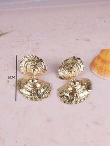 ZA Women's Metal Shell Statement Earrings | Gold Tone Punk Bohemian Pearl Drop Easter & Mother's Day Gift Beach Party Jewelry - Shell B - View 4