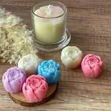 1pc Large Rose Flower Scented Candle Silicone Mold DIY Rose Flower Scented Plaster Diffuser Stone Home Decor Silicone Mold - White - View 5