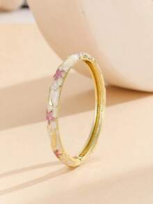1pc Fashionable New Bohemian Style Gold-Plated Star Enamel Bracelet, Suitable For Girls And Women - White - View 7