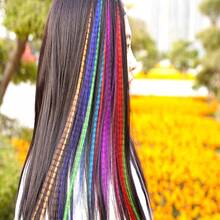 Synthetic Feather Hair Extensions For Women 16 Inch Hairpieces With100pcs Silicone Micro Link Beads And 2 Crochet Hooks Hair Feathers With Tools Kit 16'' 12 Feather Mix Colors - 12種羽毛混合顏色 - 查看 5
