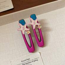 1对油滴星形时尚侧夹（鸭嘴夹） - 彩色 - 查看 10