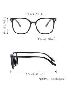 2副男女通用塑料镜框复古经典方形镜框波西米亚风时尚透明眼镜组合套装，配饰，点缀 - 黑色豹紋-2副 - 查看 4