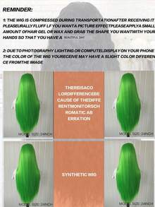 渐变绿色长卷发合成纤维假发，13x4蕾丝前假发，耐热自然发际线，适合日常佩戴和角色扮演 - 彩色 - 查看 12