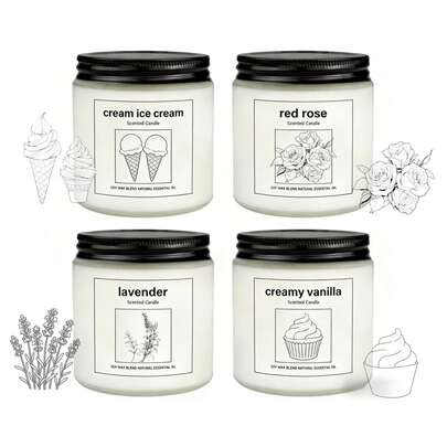 4 قطع مجموعة شموع معطرة، شموع شمع الصويا الطبيعية والزيوت الأساسية، مدة الاحتراق 35 ساعة، 4 * 7.1 أونصة هدايا شموع العلاج بالروائح، مناسبة لعيد الميلاد والأعياد والهدايا للنساء والأمهات والأصدقاء المقربين