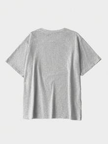 男士純色圓領短袖寬鬆T卹，100%棉質上衣，玫瑰花 哥德字母元素印花，春夏休閒男裝、街頭風、旅行穿搭、men's winter base layers, summer tops for men, summer menswear, knitwear, party styles, men's wummerits, men's wot size hoodies, matching sets for brothers, tailored styles, holiday leisurewear、辦公室/洗手間/家居/戶外運動/復古風/簡約趣味設計、四季通用、運動風、電影/動漫元素、青少年、男女通用、同色系套裝、80年代復古電影、90年代/Y2K風節輕裝 - 花灰 - 查看 3