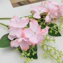 4支带茎叶的人造樱花花束，粉色仿真花，适用于花瓶、家居装饰、派对花艺布置、婚礼花束、餐桌摆饰 - 粉色 - 查看 4