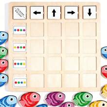 1 Set Wooden Colored Directional Awareness Fish Toy, Children's Concentration & Logic Training, Puzzle, Preschool Educational Supplies - 彩色 - 查看 1