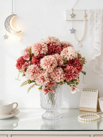 1 pieza Ramo de crisantemo artificial de bola, adecuado para decoración exterior, decoración de patio, decoración de jardín, decoración de pasillos, balcón, decoración de bodas, flores de mano, decoración del hogar, decoración de sala de estar y dormitorio, decoración de escritorio, decoración de pared, arreglo floral en jarrón, regalo de cumpleaños, regalo de graduación, decoración de primavera y verano