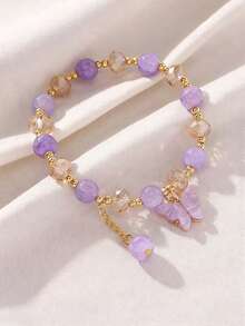 1条女孩弹力串珠手链 - 紫色 - 查看 4