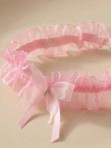 欧美新娘婚礼流行粉色蕾丝边蝴蝶结吊袜带性感腿链 - 粉色 - 查看 5