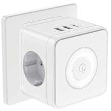 HITRENDS 5-In-1 German Standard Multi-Functional Magic Plug Socket With 2 USB A + 1 Type C Fast Charging Ports, Three Adjustable Night Lights, 3680W High Power, Multiple Protection, Essential Extension Power Socket For Home, Bedroom And Travel - EU E Type Plug(220-240V) - View 11